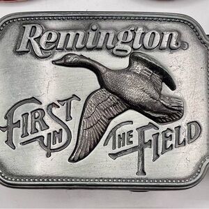 Remington Silver Canada goose Engraved belt buckle and custom belt